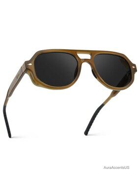 Men's Polarized Sporty Modern Aviator Performance Sunglasses, Acetate Frame,